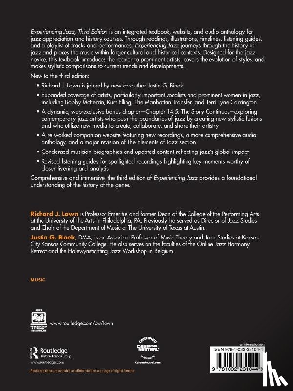 Lawn, Richard J. (The University of the Arts, Binek, Justin G. - Experiencing Jazz