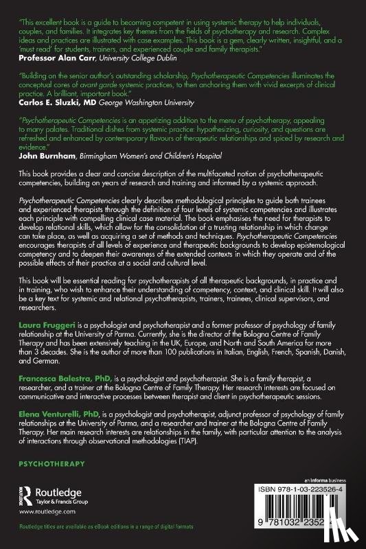 Fruggeri, Laura, Balestra, Francesca, Venturelli, Elena - Psychotherapeutic Competencies