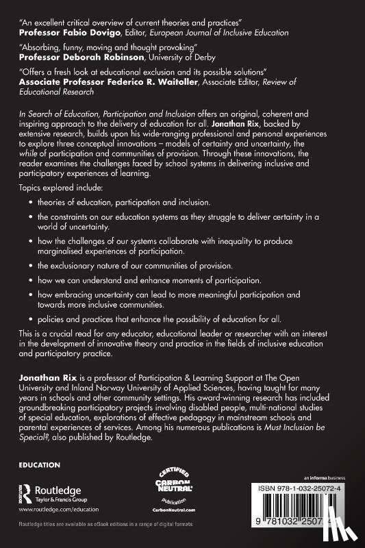 Rix, Jonathan - In Search of Education, Participation and Inclusion