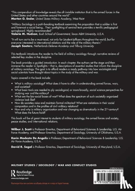Scott, Wilbur J. (University of Oklahoma), De Angelis, Karin Modesto (U.S. Air Force Academy), Segal, David R. (University of Maryland - Military Sociology