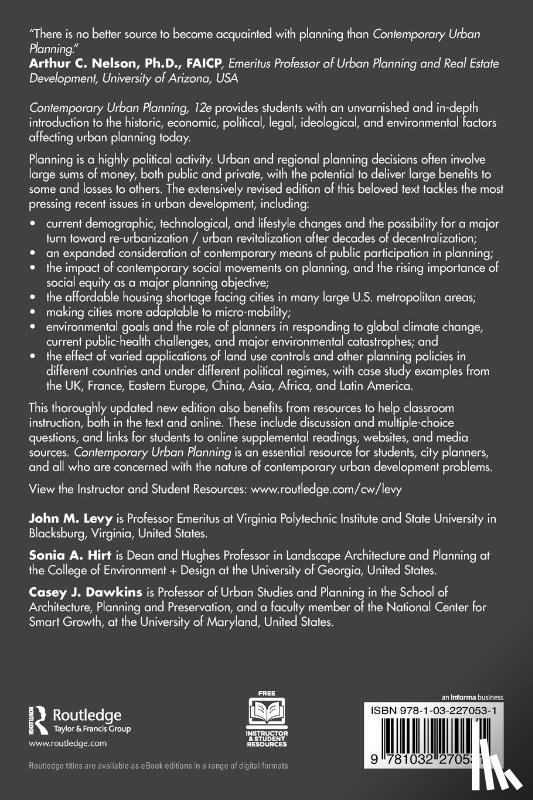 Levy, John M. (Virginia Polytechnic Institute and State University, Hirt, Sonia A. (University of Georgia, Dawkins, Casey J. (University of Maryland - Contemporary Urban Planning