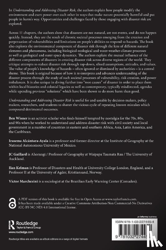 Wisner, Ben, Alcantara-Ayala, Irasema, Gaillard, JC (University of Auckland, Kelman, Ilan (University College London - Understanding and Addressing Disaster Risk