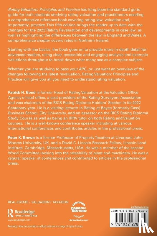 Bond, Patrick H. (Valuation Office Agency, Brown, Peter K. (Liverpool John Moores University - Rating Valuation