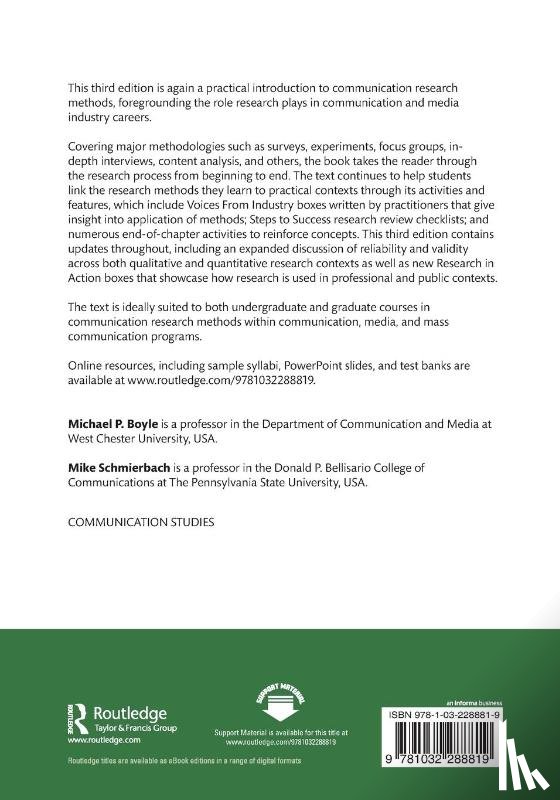 Boyle, Michael (West Chester University, USA), Schmierbach, Mike (The Pennsylvania State University, USA) - Applied Communication Research Methods