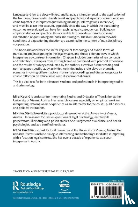 Kadric, Mira, Stempkowski, Monika, Havelka, Ivana - Legal Interpreting and Questioning Techniques Explained