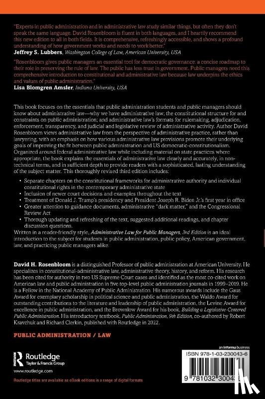 Rosenbloom, David H. (American University - Administrative Law for Public Managers