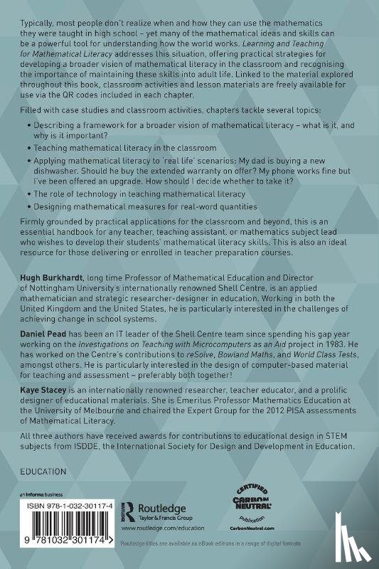 Burkhardt, Hugh (University of Nottingham, Pead, Daniel (University of Nottingham, Stacey, Kaye - Learning and Teaching for Mathematical Literacy