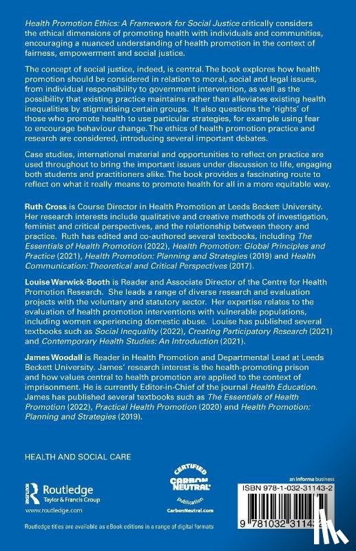 Cross, Ruth, Warwick-Booth, Louise, Woodall, James - Health Promotion Ethics