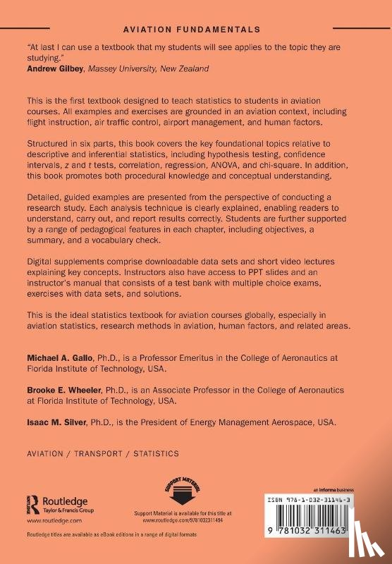 Gallo, Michael A., Wheeler, Brooke E., Silver, Isaac M. - Fundamentals of Statistics for Aviation Research