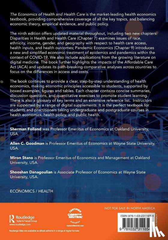Folland, Sherman (Oakland University, Goodman, Allen C. (Wayne State University, Stano, Miron (Oakland University, Danagoulian, Shooshan - The Economics of Health and Health Care