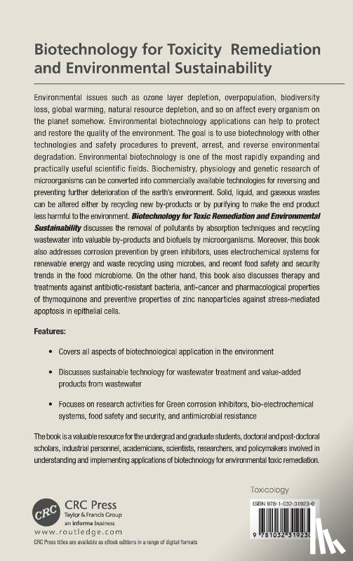  - Biotechnology for Toxicity Remediation and Environmental Sustainability