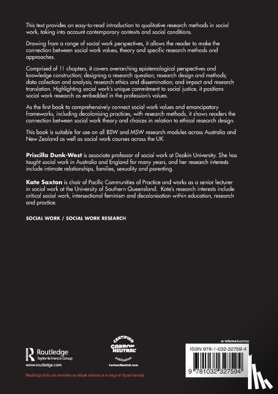 Dunk-West, Priscilla (Flinders University, Saxton, Kate - Qualitative Social Research