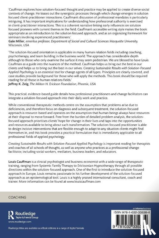 Cauffman, Louis - Creating Sustainable Results with Solution-Focused Applied Psychology
