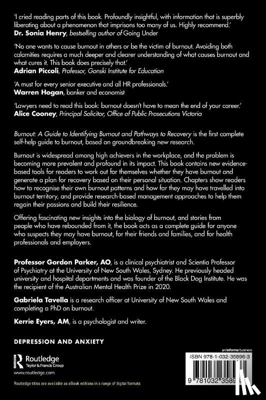 Parker, Gordon (Scientia Professor of Psychiatry, Tavella, Gabriela (University of New South Wales, Eyers, Kerrie - Burnout