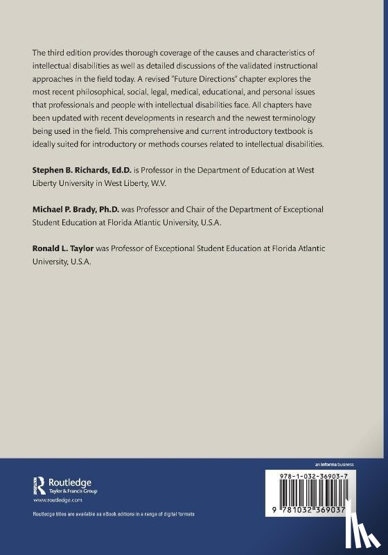 Richards, Stephen B. (University of Dayton, Brady, Michael P. (Florida Atlantic University, Taylor, Ronald L. (Florida Atlantic University - Understanding Intellectual Disabilities