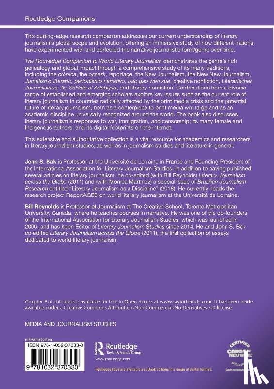  - The Routledge Companion to World Literary Journalism