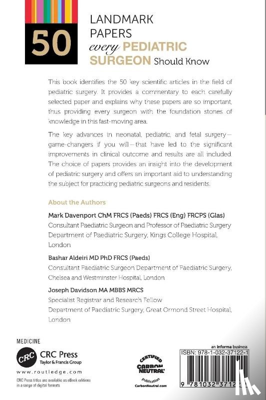 Davenport, Mark (King’s College Hospital, Aldeiri, Bashar, Davidson, Joseph - 50 Landmark Papers every Pediatric Surgeon Should Know