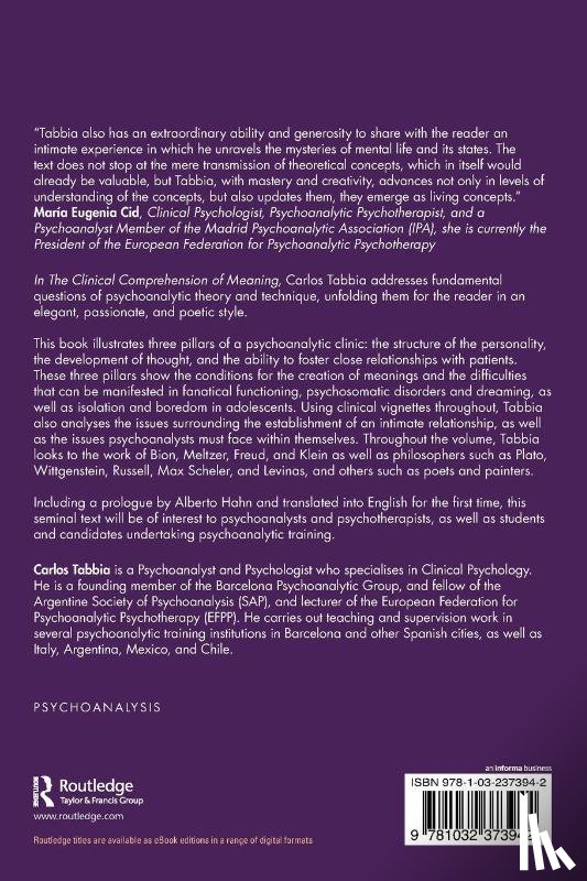 Tabbia, Carlos (European Federation for Psychoanalytic Psychotherapy (EFPP) - The Clinical Comprehension of Meaning