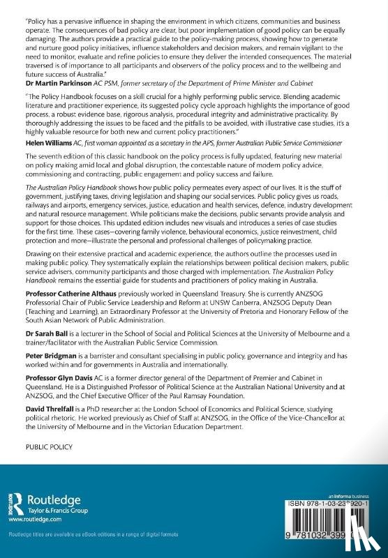 Althaus, Catherine, Ball, Sarah (University of Melbourne, Bridgman, Peter, Davis, Glyn - The Australian Policy Handbook