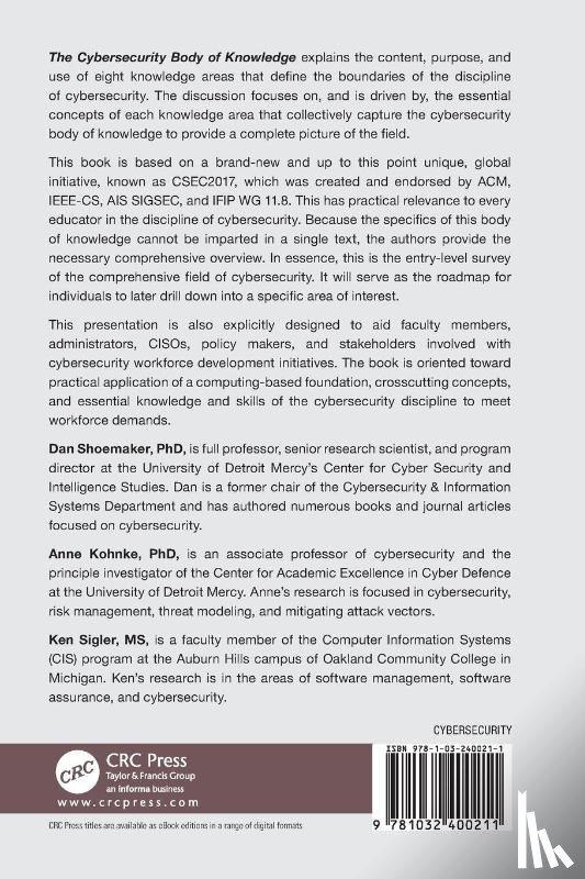 Shoemaker, Daniel, Kohnke, Anne (Lawrence Technological University, Sigler, Ken - The Cybersecurity Body of Knowledge