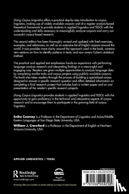 Csomay, Eniko (San Diego State University, Crawford, William J. (Northern Arizona University - Doing Corpus Linguistics