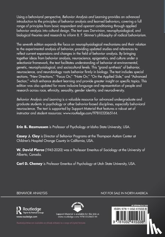 Rasmussen, Erin B., Clay, Casey J., Pierce, W. David (University of Alberta, Cheney, Carl D. (Utah State University - Behavior Analysis and Learning