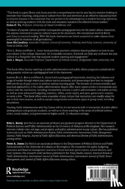 Borry, Erin L. (University of Alabama at Birmingham, Jones, Peter A. (University of Alabama at Birmingham - Teaching Public Administration with Pop Culture