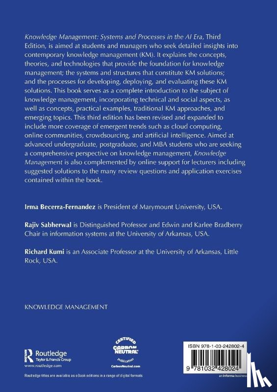 Becerra-Fernandez, Irma (St. Thomas University, Sabherwal, Rajiv (University of Arkansas, Kumi, Richard - Knowledge Management