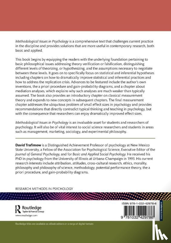Trafimow, David - Methodological Issues in Psychology
