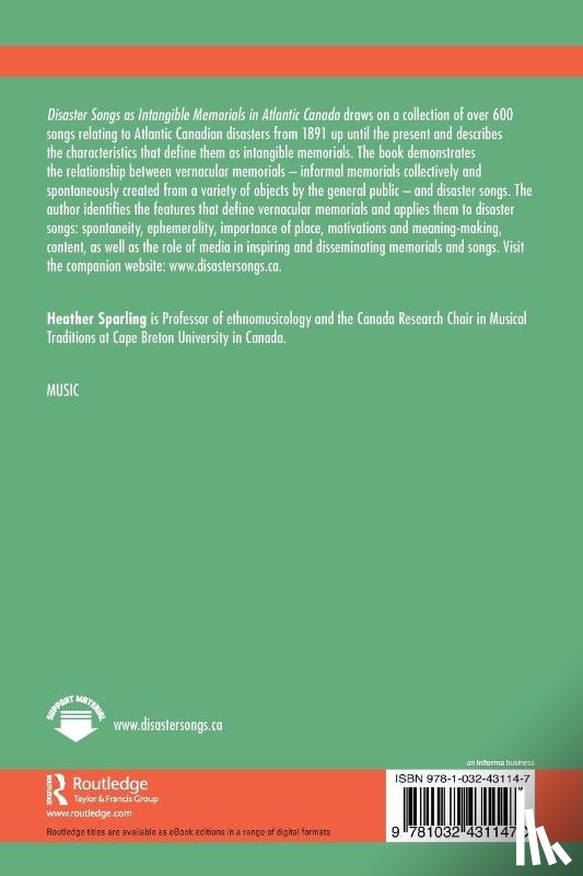 Sparling, Heather - Disaster Songs as Intangible Memorials in Atlantic Canada