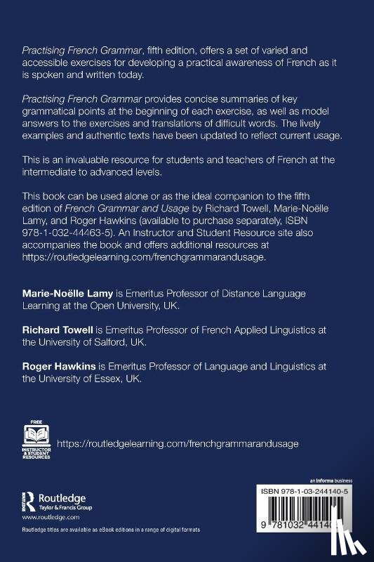 Lamy, Marie-Noelle (The Open University, Towell, Richard, Hawkins, Roger (The University of Essex - Practising French Grammar