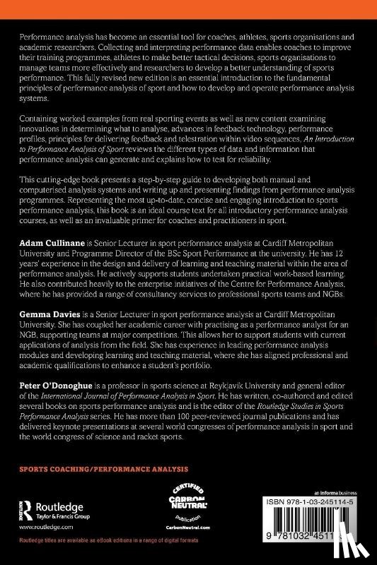 Cullinane, Adam, Davies, Gemma, O'Donoghue, Peter (Cardiff Metropolitan University - An Introduction to Performance Analysis of Sport