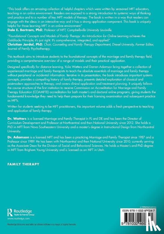  - Foundational Concepts and Models of Family Therapy