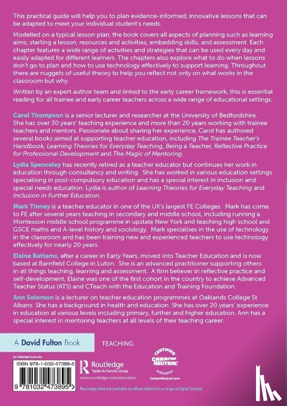 Thompson, Carol, Spenceley, Lydia, Tinney, Mark, Battams, Elaine - The Ultimate Guide to Lesson Planning