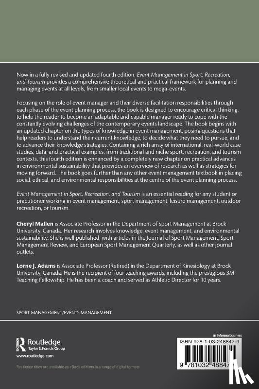  - Event Management in Sport, Recreation, and Tourism