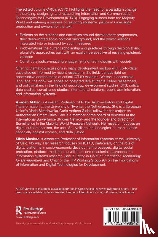  - Critical ICT4D (Information and Communication Technologies for Development)