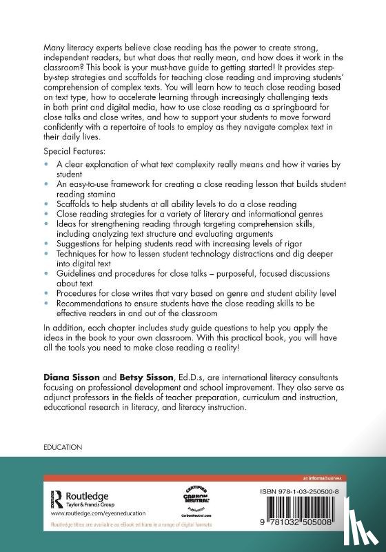 Sisson, Diana (Sisson & Sisson Educational Consulting Services LLC, USA), Sisson, Betsy (Sisson & Sisson Educational Consulting Services LLC, USA) - Close Reading in Elementary School