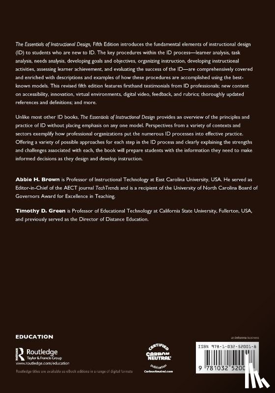 Brown, Abbie H. (East Carolina University, Green, Timothy D. (California State University - The Essentials of Instructional Design