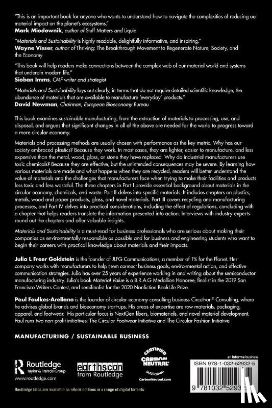 Goldstein, Julia L Freer, Foulkes-Arellano, Paul - Materials and Sustainability