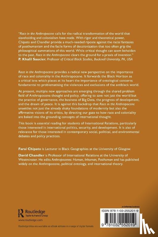 Chipato, Farai (University of Westminster, Chandler, David (University of Westminster - Race in the Anthropocene