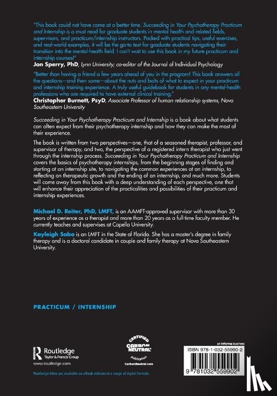 Reiter, Michael D. (Nova Southeastern University, Sabo, Kayleigh (Nova Southeastern University - Succeeding in Your Psychotherapy Practicum and Internship