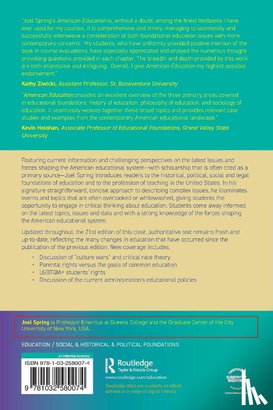 Spring, Joel (Queens College and the Graduate Center of the City University of New York - American Education