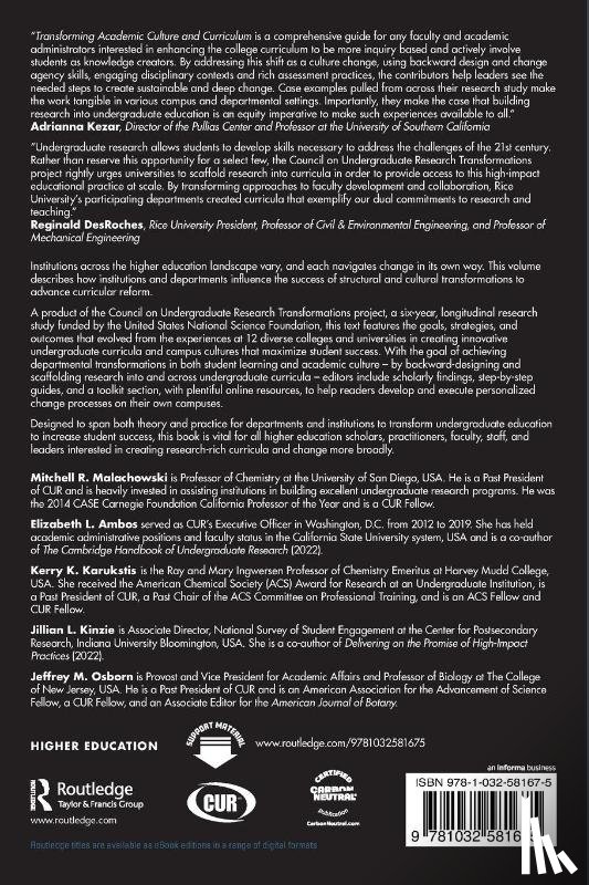  - Transforming Academic Culture and Curriculum