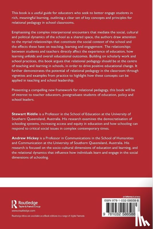 Riddle, Stewart (University of Southern Queensland, Hickey, Andrew (University of Southern Queensland - Unlocking the Potential of Relational Pedagogy