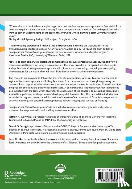 Cornwall, Jeffrey R. (Belmont University, Vang, David O. (University of St. Thomas, Hartman, Jean M. - Entrepreneurial Financial Management