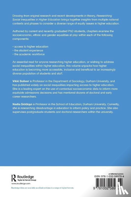  - Researching Social Inequalities in Higher Education