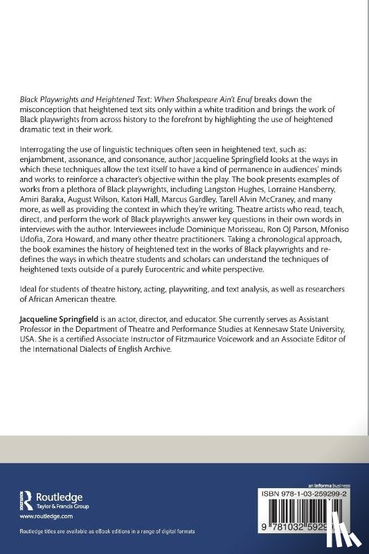 Springfield, Jacqueline - Black Playwrights and Heightened Text