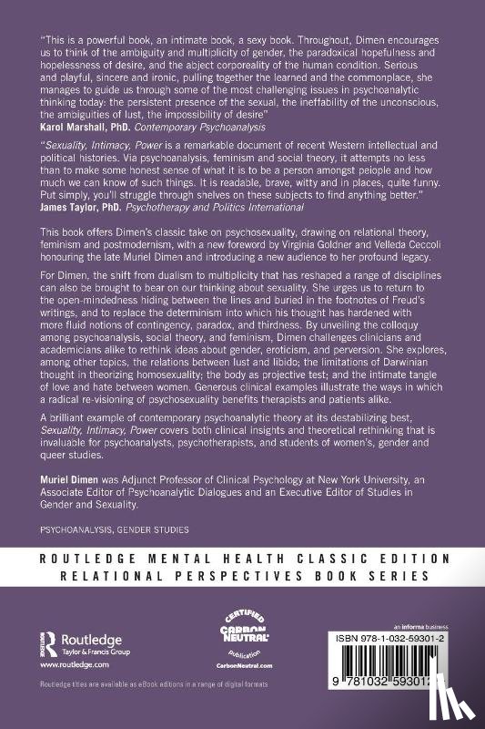 Dimen, Muriel (New York University - Sexuality, Intimacy, Power