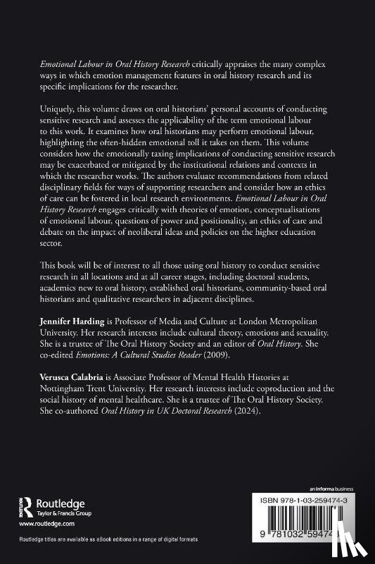 Harding, Jennifer, Calabria, Verusca - Emotional Labour in Oral History Research