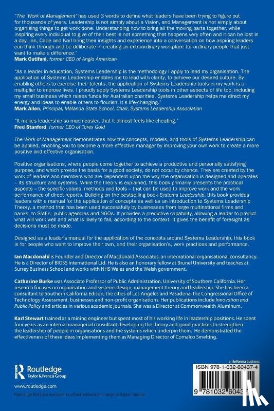 Macdonald, Ian, Burke, Catherine, Stewart, Karl - The Work of Management